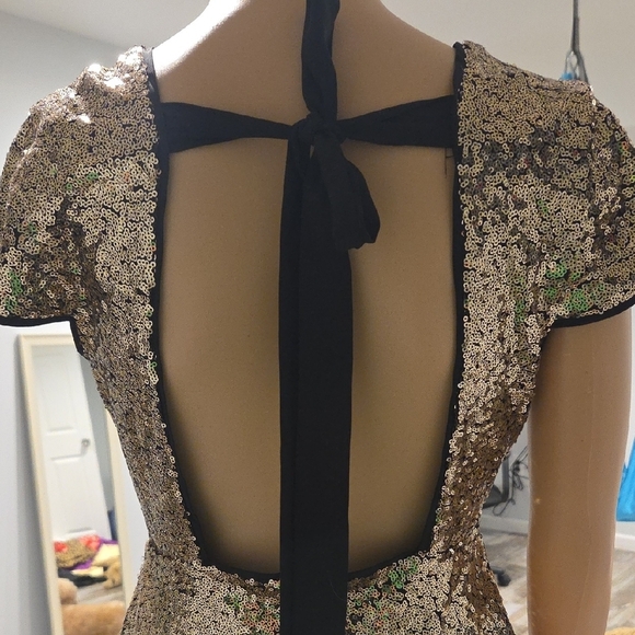 Lulu's Gold Sequin Cocktail Mini Dress - Picture 6 of 10